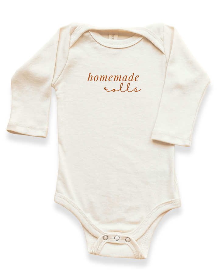 Cream long-sleeve baby bodysuit with &
