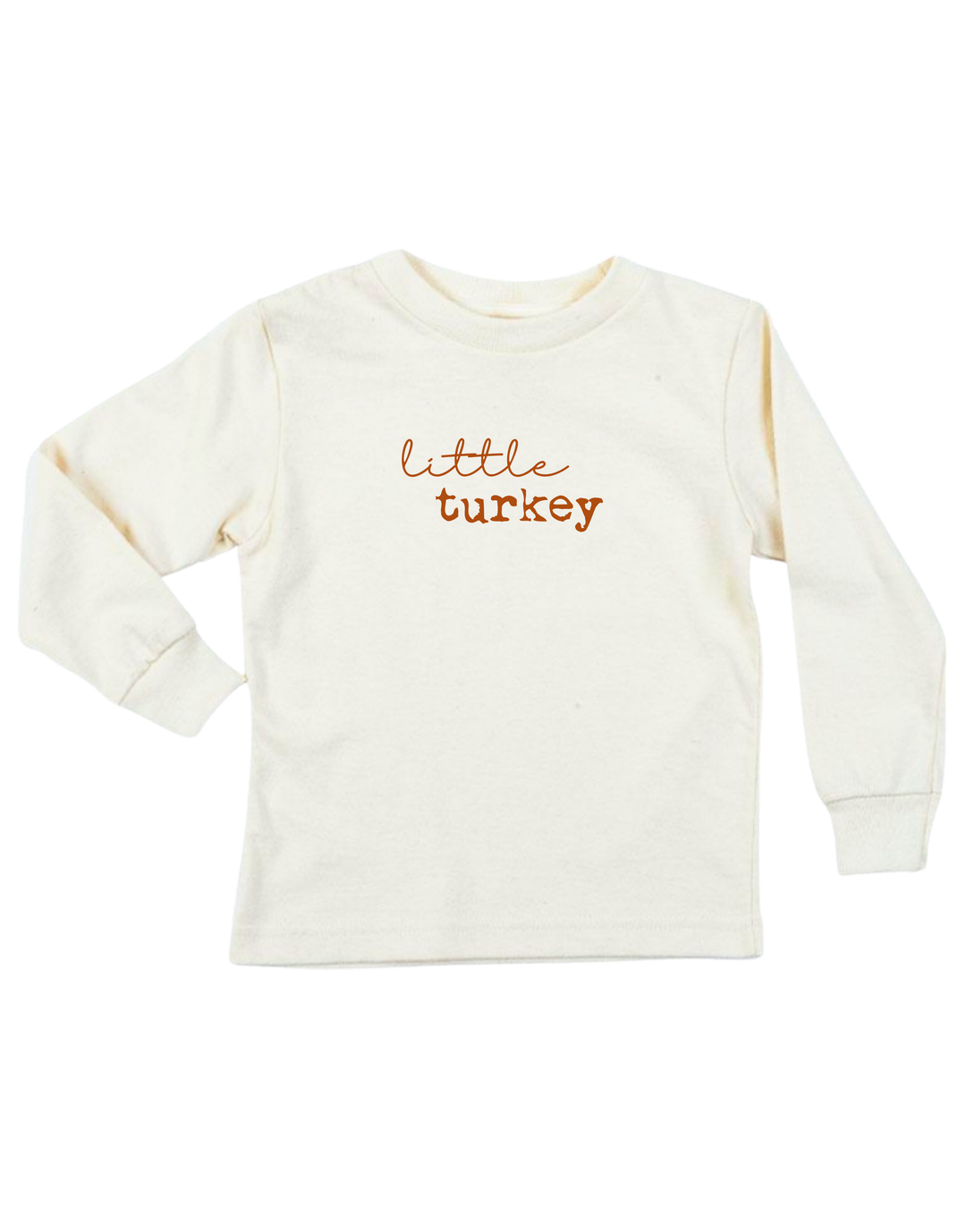 Kids cream long-sleeve t-shirt with little turkey chest graphic