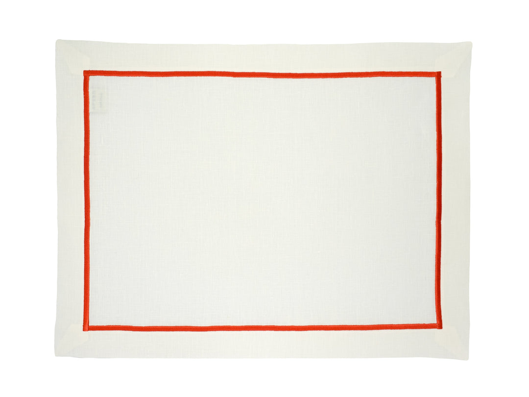 Linen placemat with red border, plain center