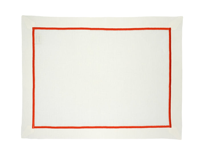 Linen placemat with red border, plain center