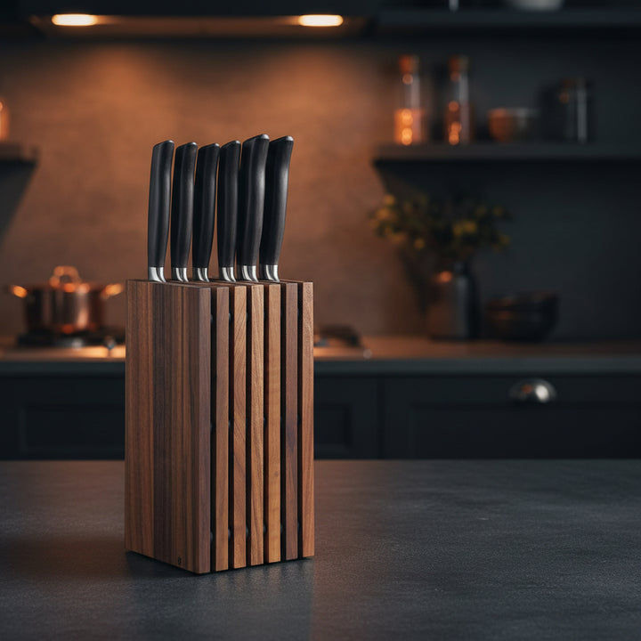Walnut Slotted Knife Block
