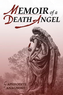 Memoir of a Death Angel book cover with angel statue and red title text