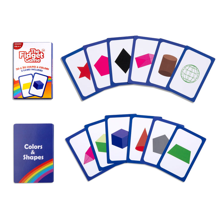 2D/3D shapes and colors card pack with blue deck of sample cards