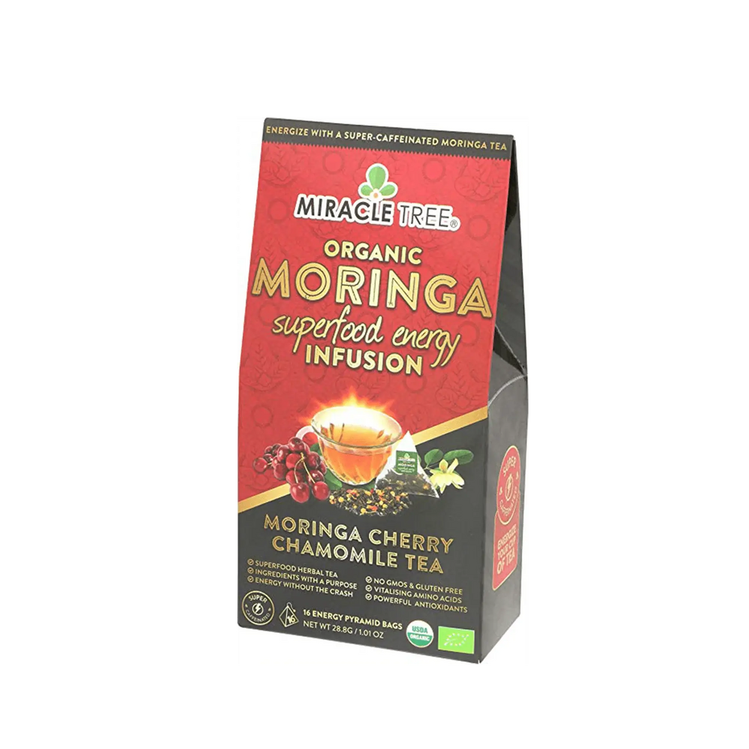 Organic Moringa Energy Tea - Cherry Chamomile - Natural Coffee Alternative