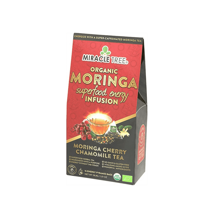 Miracle Tree Organic Moringa moringa cherry chamomile tea box