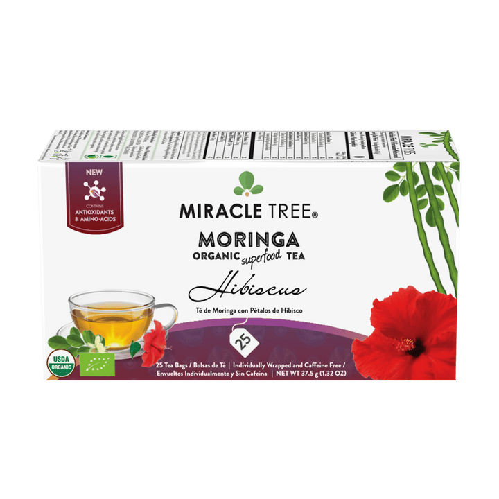 Organic Moringa Tea - Hibiscus - Caffeine-Free Herbal Tea