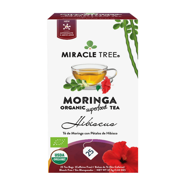 Organic Moringa Tea - Hibiscus - Caffeine-Free Herbal Tea