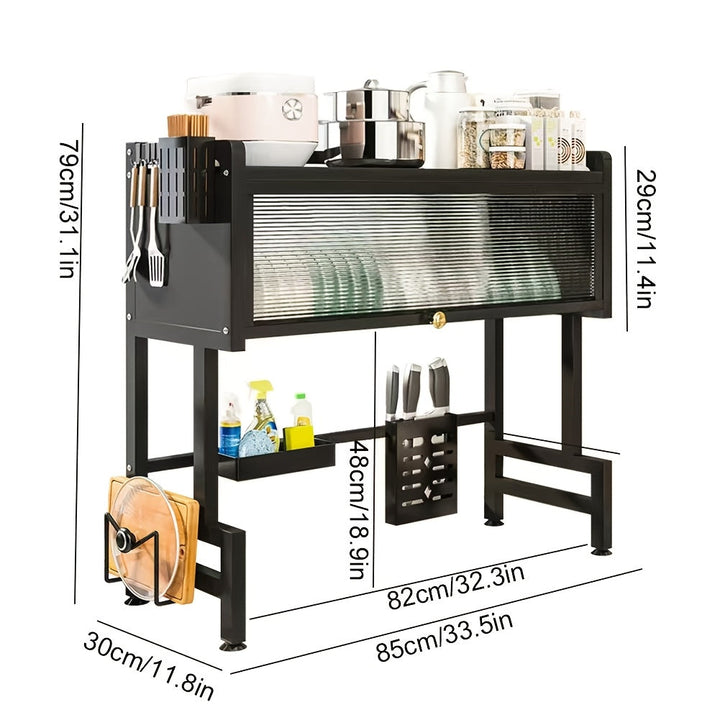Over Sink Dish Drying Rack 1 Tier Kitchen Organizer Dustproof Storage Shelf