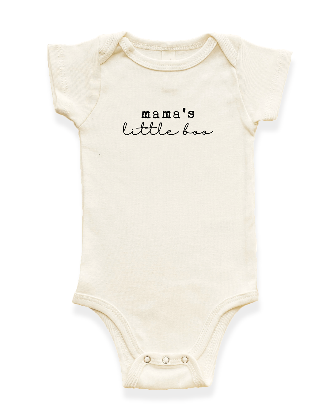 Cream baby bodysuit with short sleeves and &