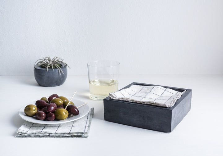 Concrete Cocktail Napkin Bin: Charcoal — Serveware, [material], Port Living Co.