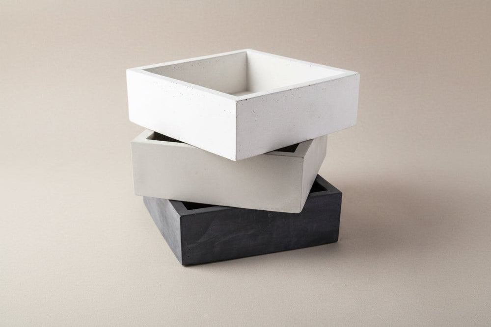 Concrete Cocktail Napkin Bin: Charcoal — Serveware, [material], Port Living Co.