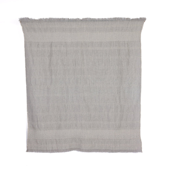Handloomed Alpaca Throw Blanket From Peru - Gray & Ivory CloudHaven - Allira Collection