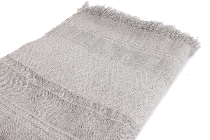 Handloomed Alpaca Throw Blanket From Peru - Gray & Ivory CloudHaven - Allira Collection