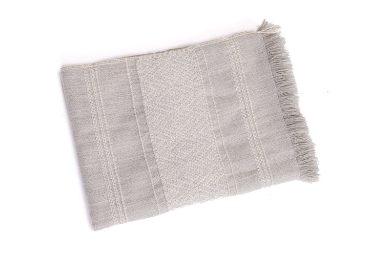Handloomed Alpaca Throw Blanket From Peru - Gray & Ivory CloudHaven - Allira Collection