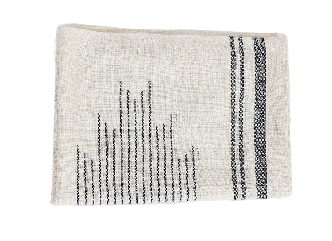 Handloomed 100% Alpaca Throw Blanket from Peru - Ink & Ivory Horizon - Miska Collection