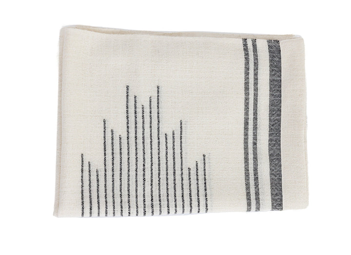 Handloomed 100% Alpaca Throw Blanket from Peru - Ink & Ivory Horizon - Miska Collection