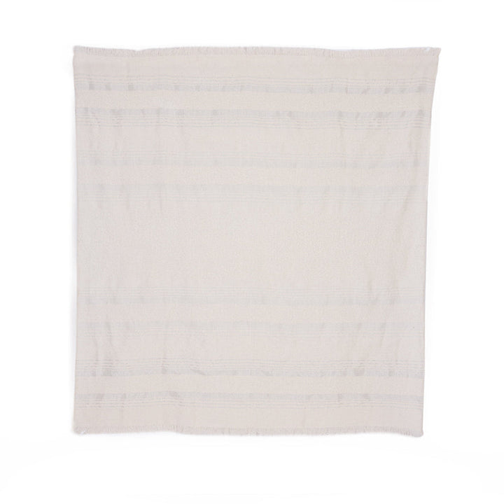 Handloomed Alpaca Throw Blanket - Silver & Ivory Moon Mist - Allira Collection