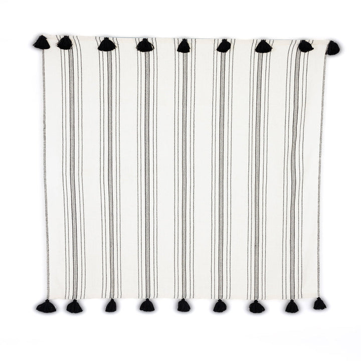 Handloomed 100% Alpaca Throw Blanket - Ink & Ivory Pinstripe - Miska Collection