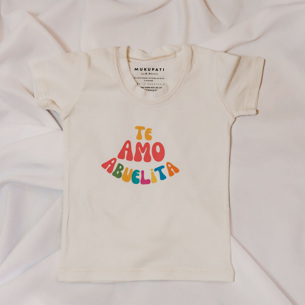 White organic cotton baby T-shirt with &