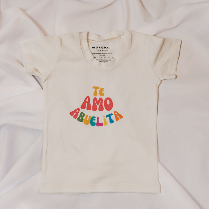 White organic cotton baby T-shirt with &