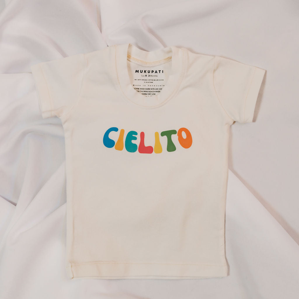 White organic cotton baby T-shirt with &