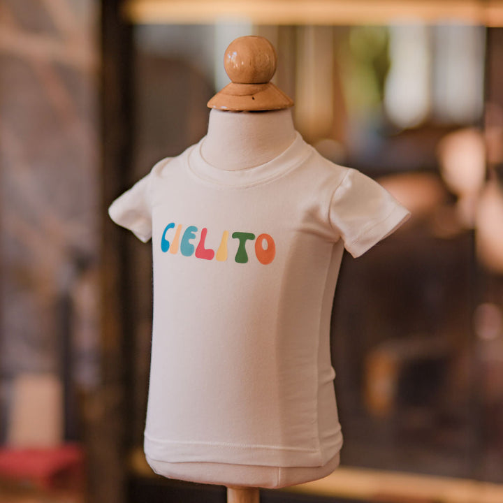 White organic cotton baby T-shirt with &