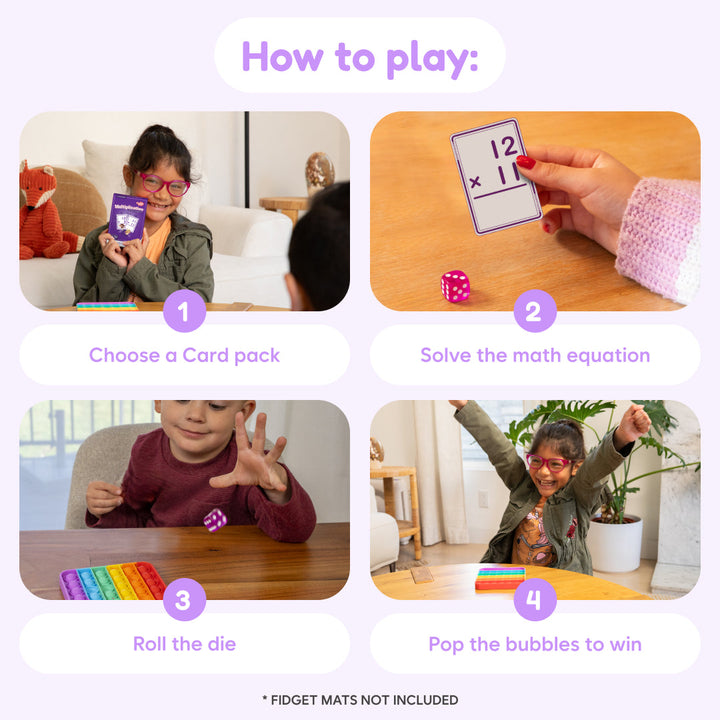 Multiplication flashcards in play with a child solving equations