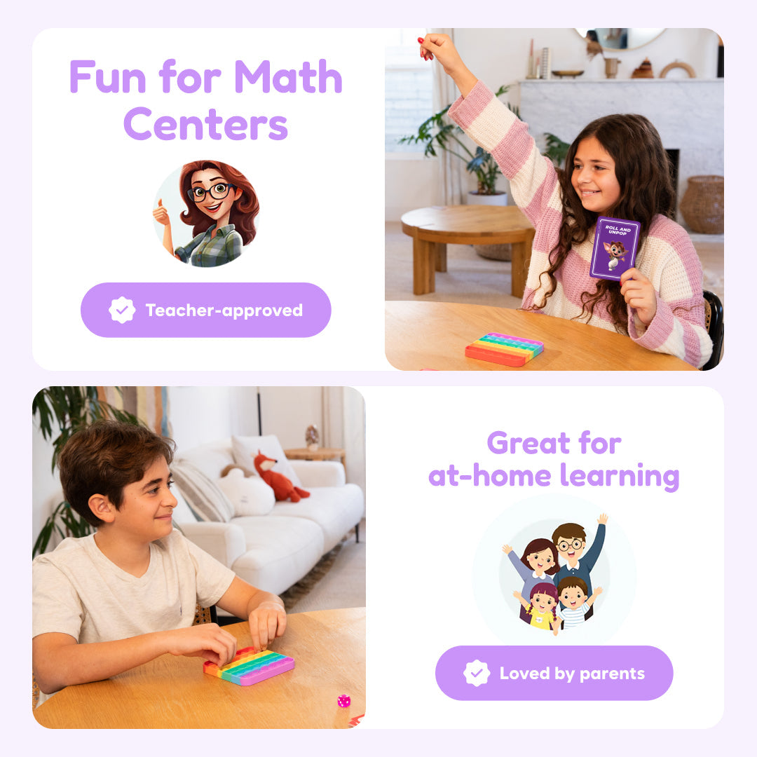 Multiplication flashcard pack for math centers, child holding the cards