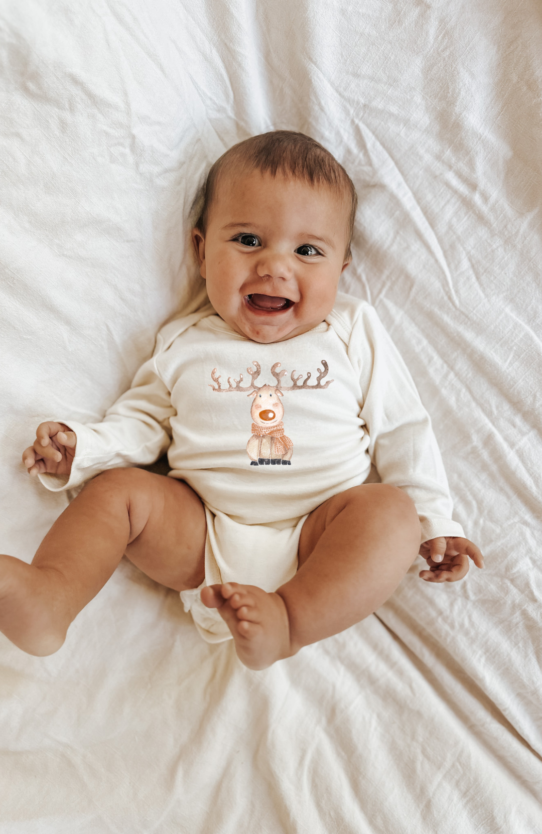 Reindeer Organic Baby Bodysuit Long Sleeve