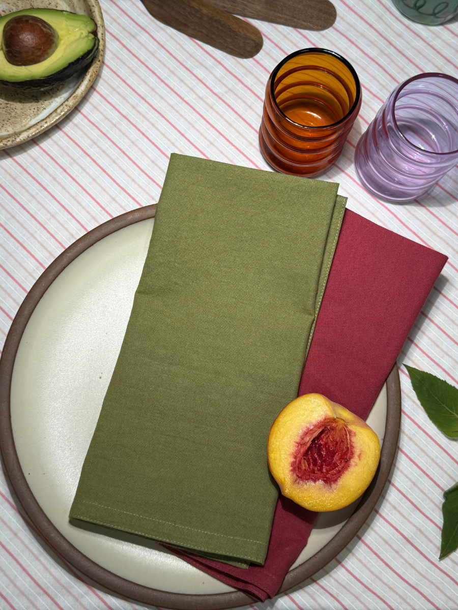 Emma Napkins - Natural Dyed - Green Caltrop Plant - Set of 4