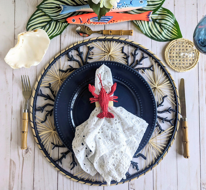 Coral Coastal Handwoven Iraca Placemat — Placemats, [material], MacondoForever