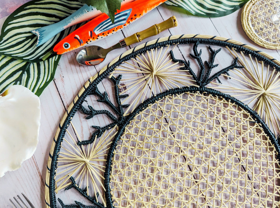 Coral Coastal Handwoven Iraca Placemat — Placemats, [material], MacondoForever