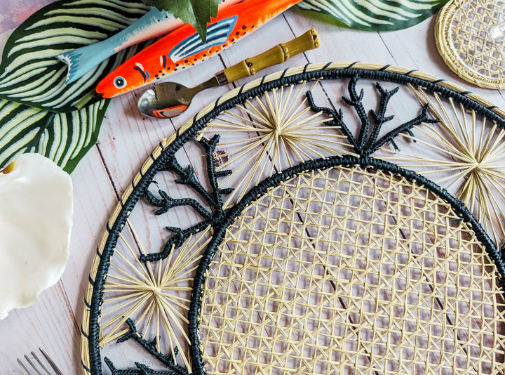 Coral Coastal Handwoven Iraca Placemat — Placemats, [material], MacondoForever