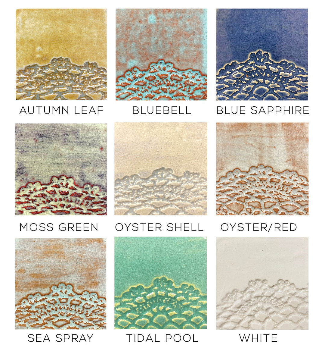 Color swatches for Alabama letter A ornament: Autumn Leaf, Bluebell, Blue Sapphire, Moss Green, White