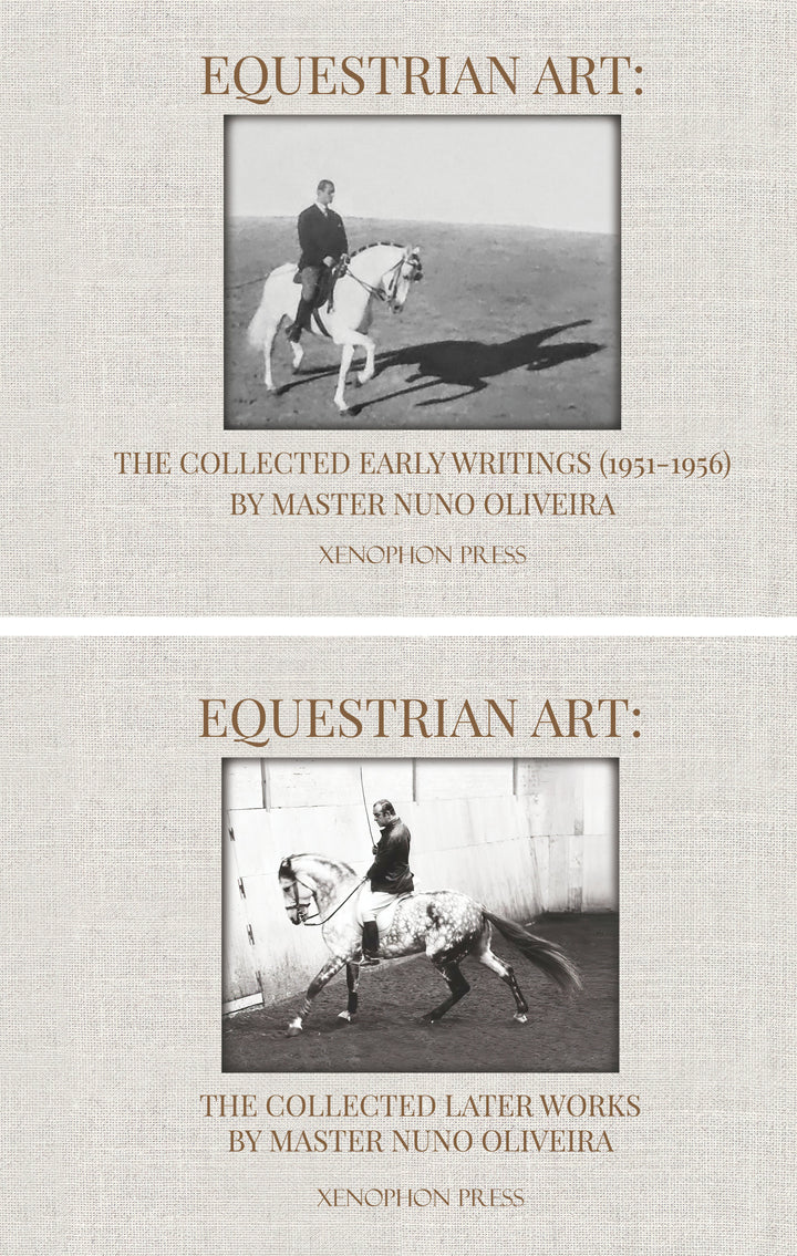 Equestrian art book set with two covers: 'Early Writings' and 'Later Works'.