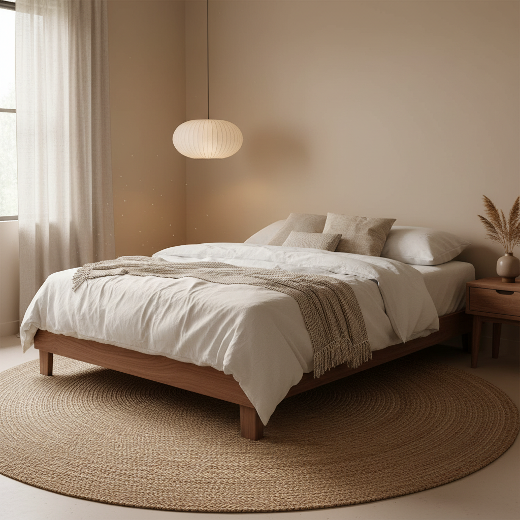 King size Solid Wood Heavy Duty Platform Bed Frame in Oak Finish - Made in USA