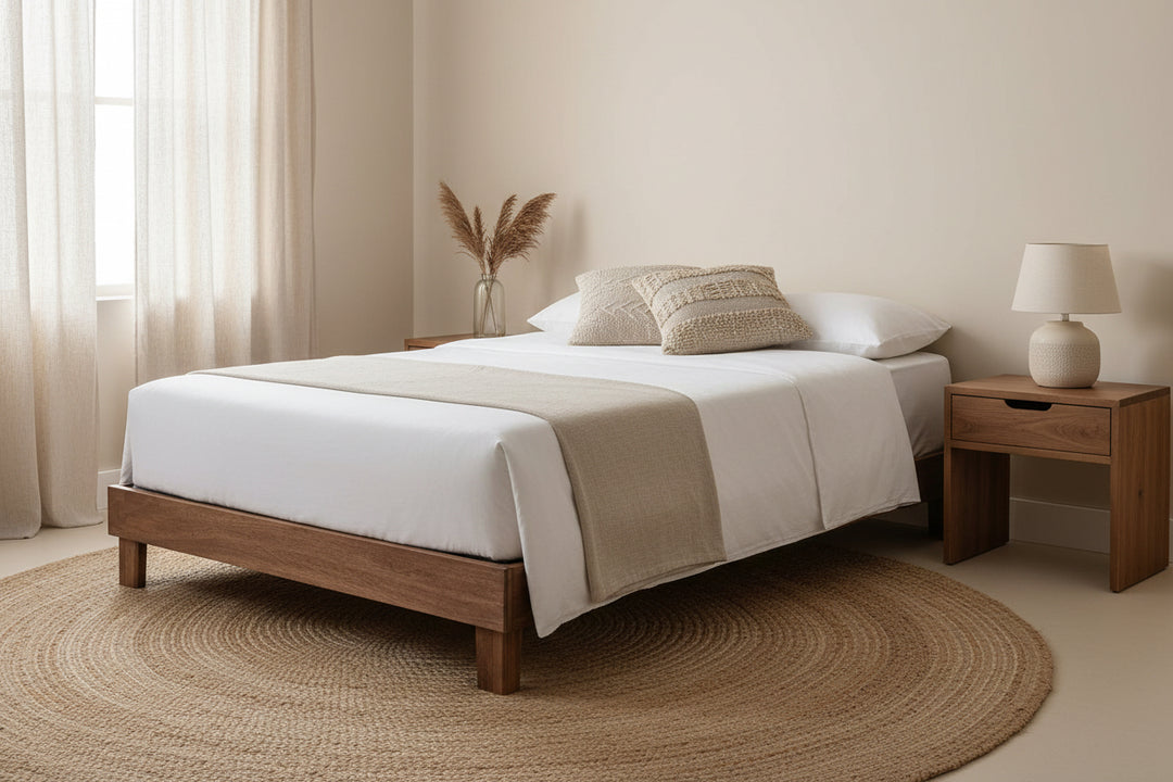Twin size Solid Wood Heavy Duty Platform Bed Frame in Oak Finish - Made In USA