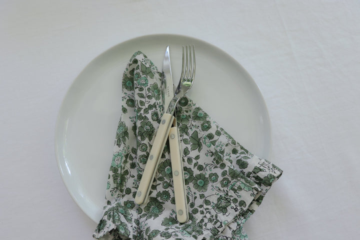 Olive Floral Ruffled Napkins (Set of 4)