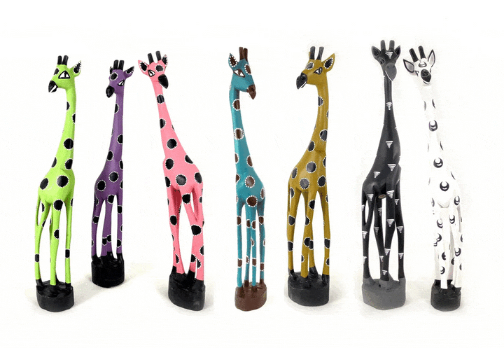 Colorful Painted Wood Giraffe - 24"