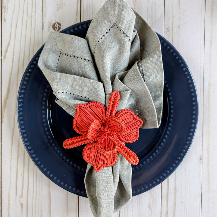 Christmas Orchid Handwoven Iraca Napkin Ring