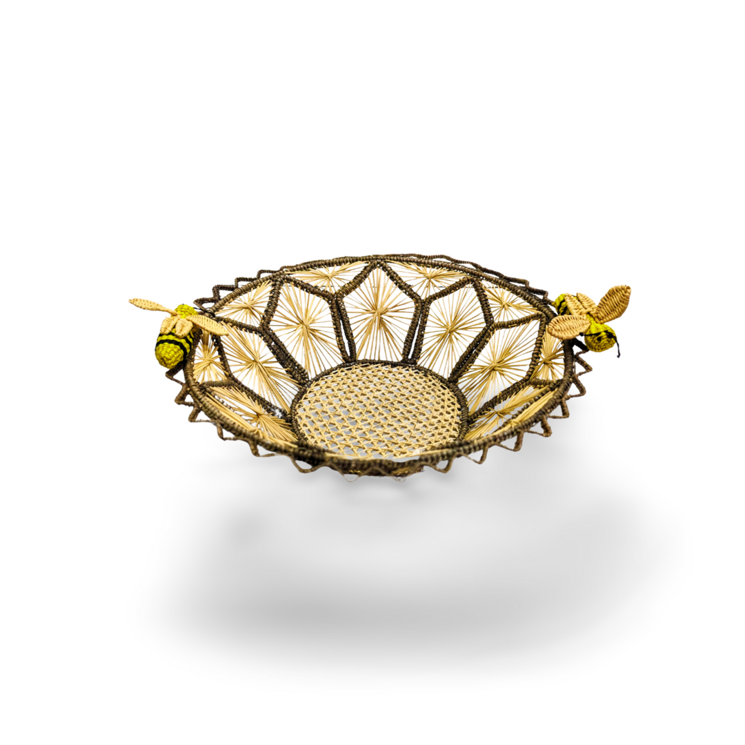 Busy Bees Handwoven Iraca Basket