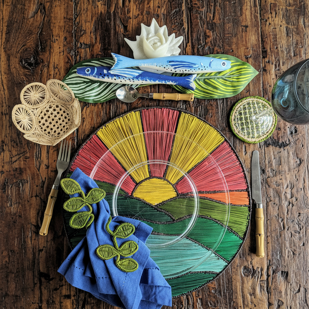 Sunrise Handwoven Iraca Placemat — Placemats, [material], MacondoForever