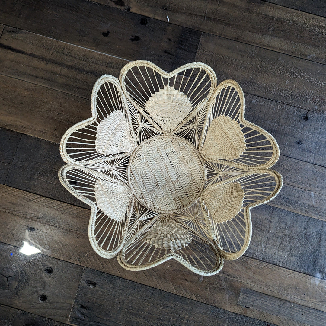 Floral Handwoven Iraca Bread Basket