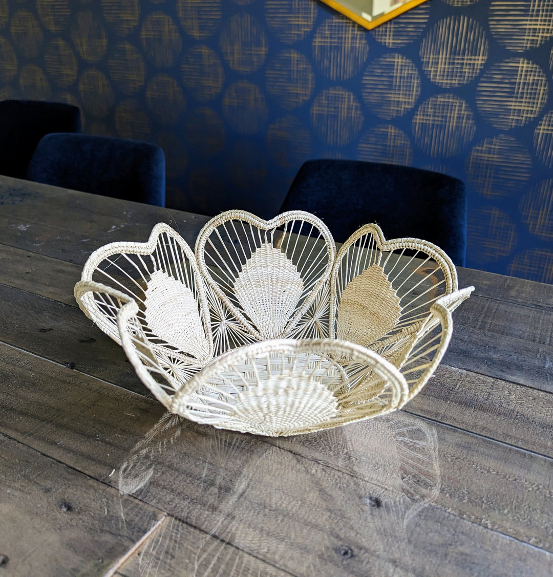 Floral Handwoven Iraca Bread Basket