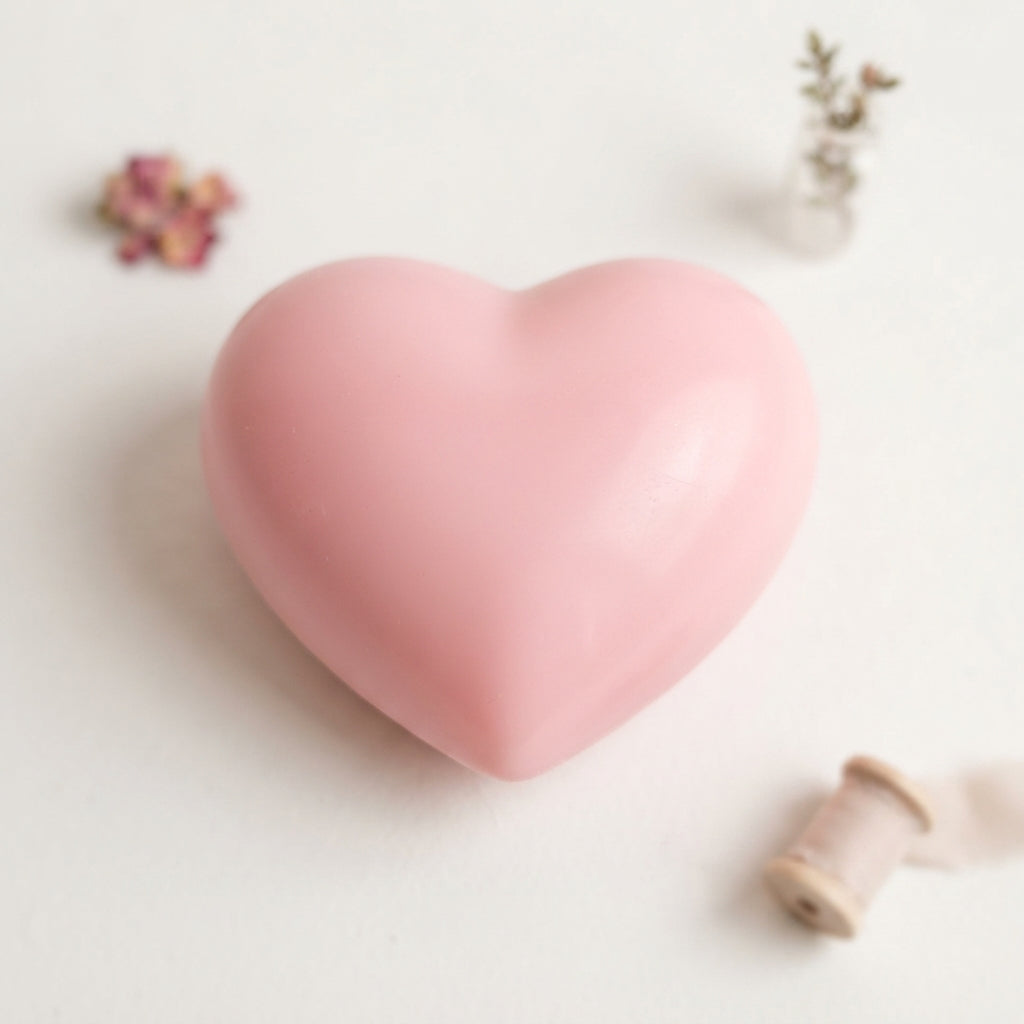 Pink wax heart freshener on a flat surface
