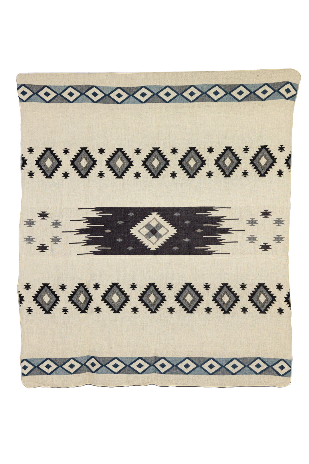 Handwoven Reversible Diamond Dark Blue Gray & Black Alpaca Throw Blanket - Yachana Collection