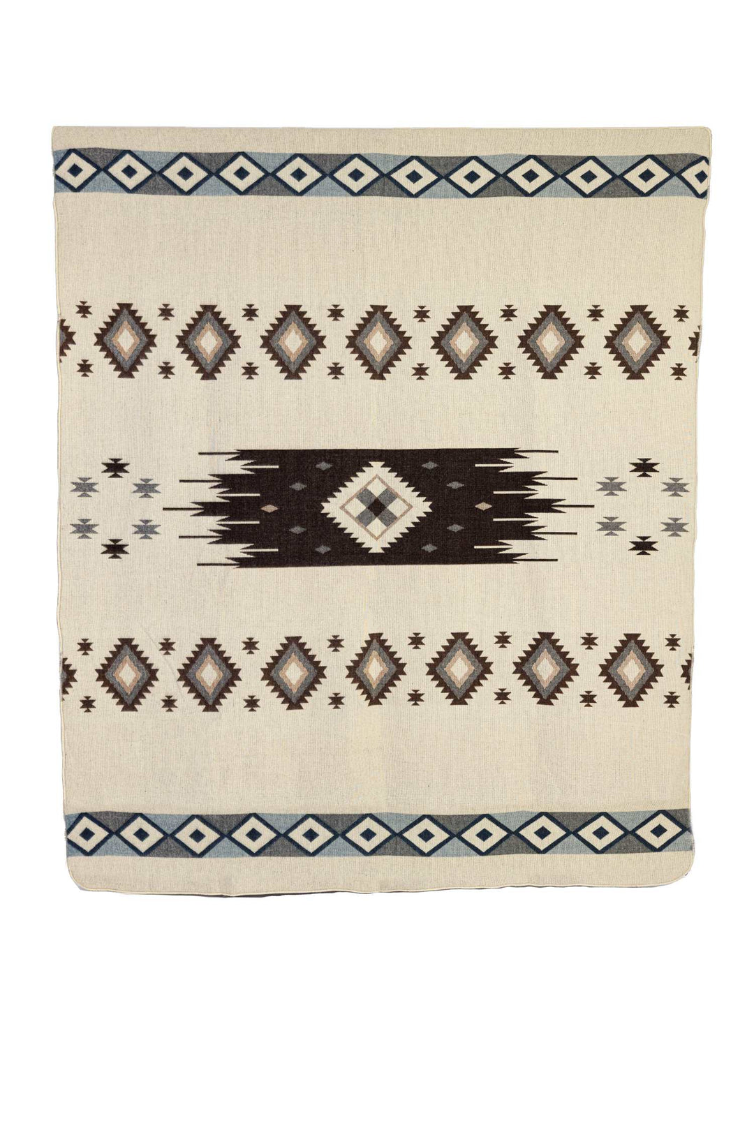 Handwoven Reversible Sunset Diamond Red Brown Blue & Cream Alpaca Throw Blanket - Yachana Collection