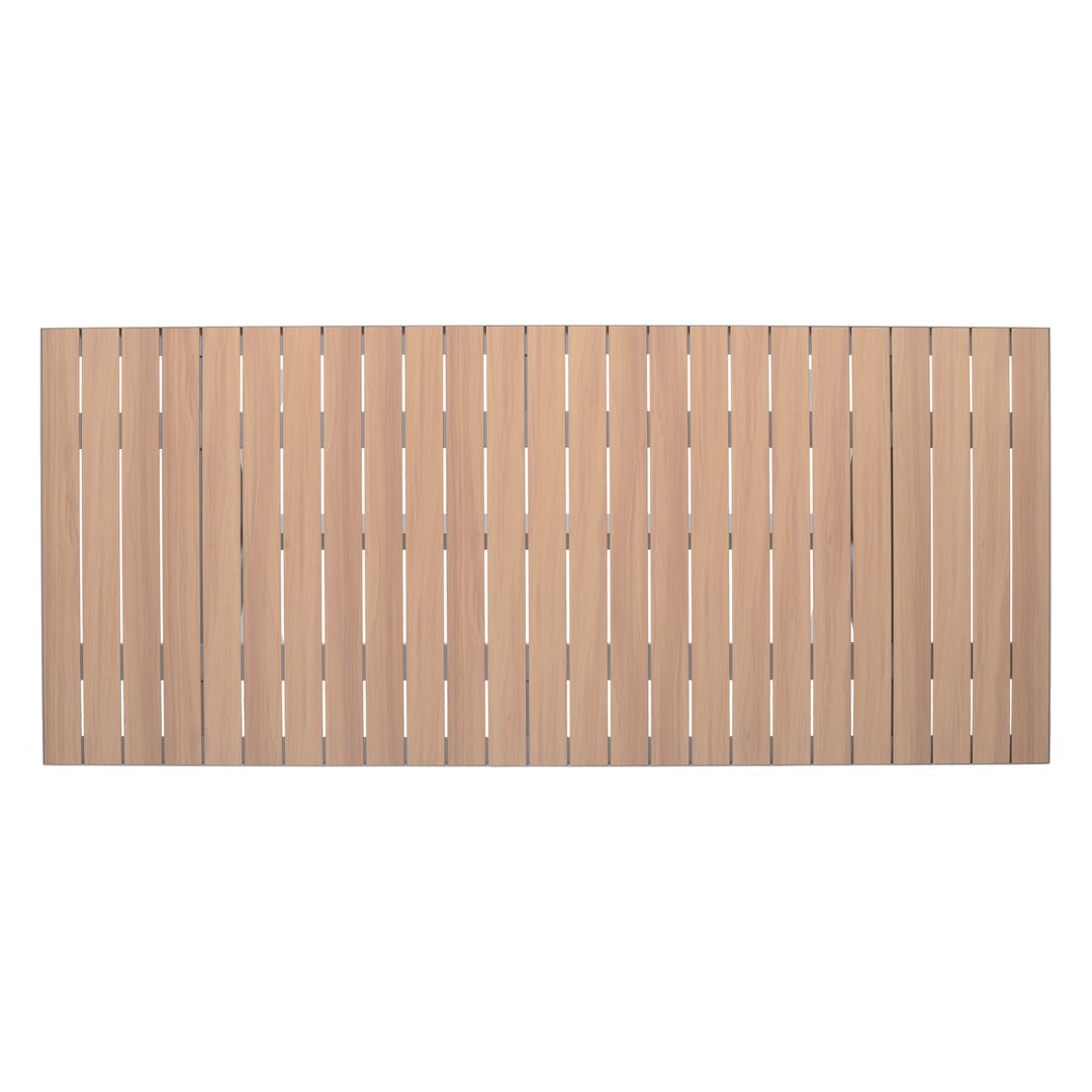 Light wood outdoor tabletop panel with vertical slat design