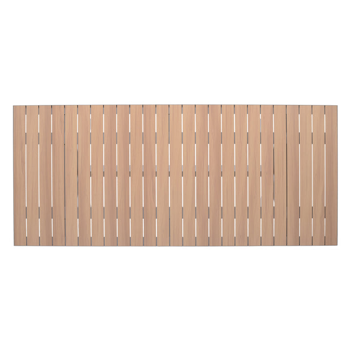 Light wood outdoor tabletop panel with vertical slat design