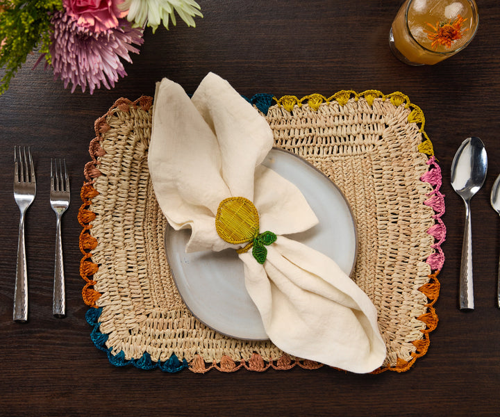 Lemon Napkin Ring  –Handwoven Iraca Palm